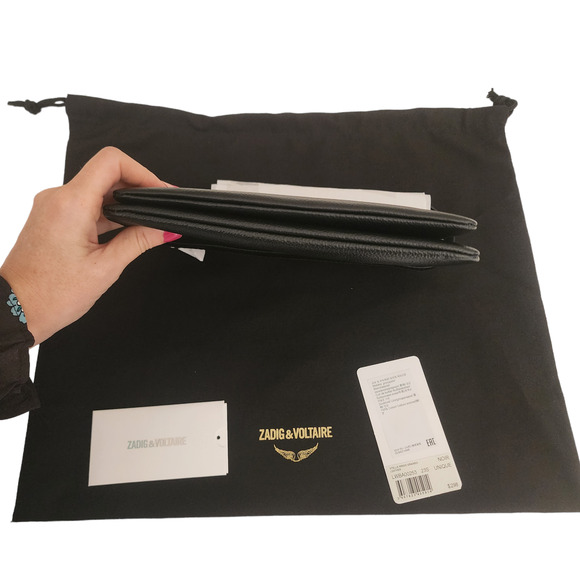 NWT Zadig & Voltaire Crossbody Bag Black Leather Stella Wings Zipper Shoulder - Picture 7 of 16